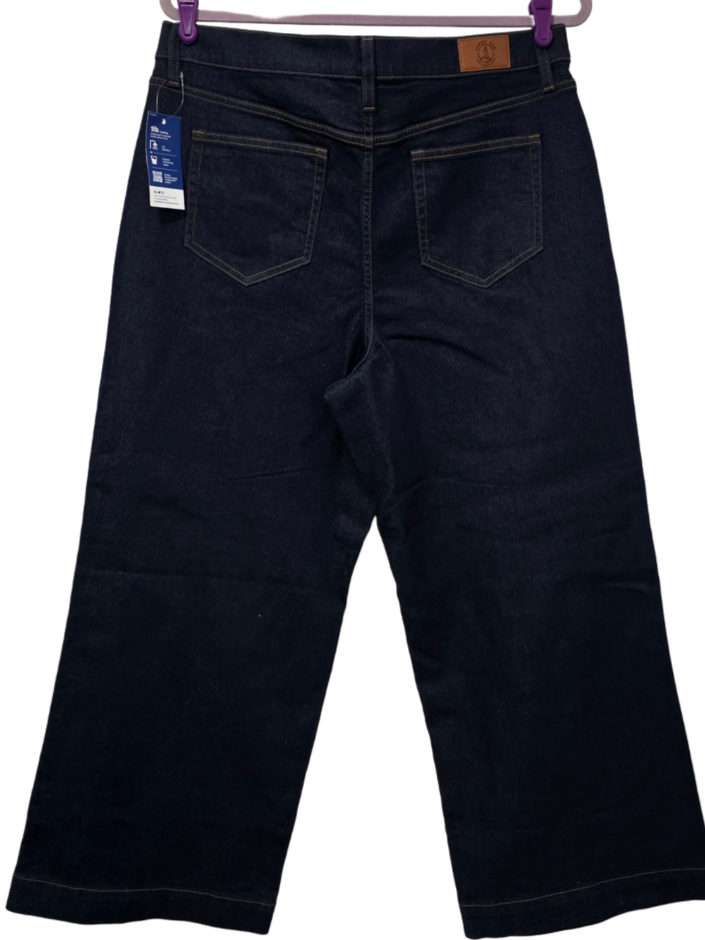 Lands' End Women's Recover Dark Indigo High-Rise Cropped Wide-Leg Jeans - Picture 5 of 7
